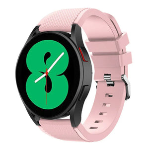 Twill Silicone Strap, pink, on a watch, 3/4 front view