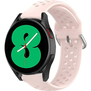 Breathable Silicone Strap, pink, on a watch, 3/4 front view