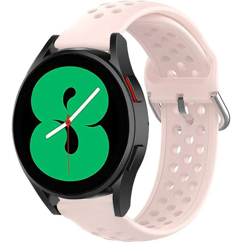 Breathable Silicone Strap, pink, on a watch, 3/4 front view