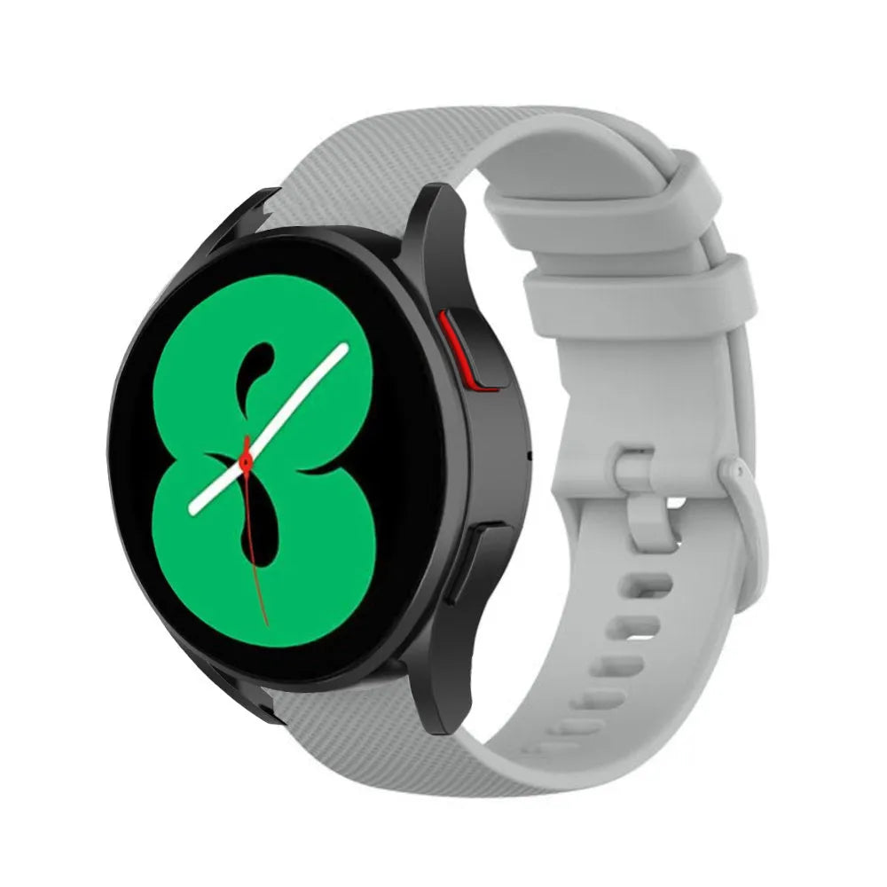 Premium Silicone Strap, grey, on a watch, 3/4 front view