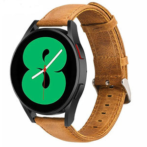 Leather Strap, brown, on a watch, 3/4 front view