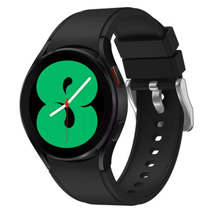 Silicone Strap 'Perfect Fit', black, on a watch, 3/4 front view