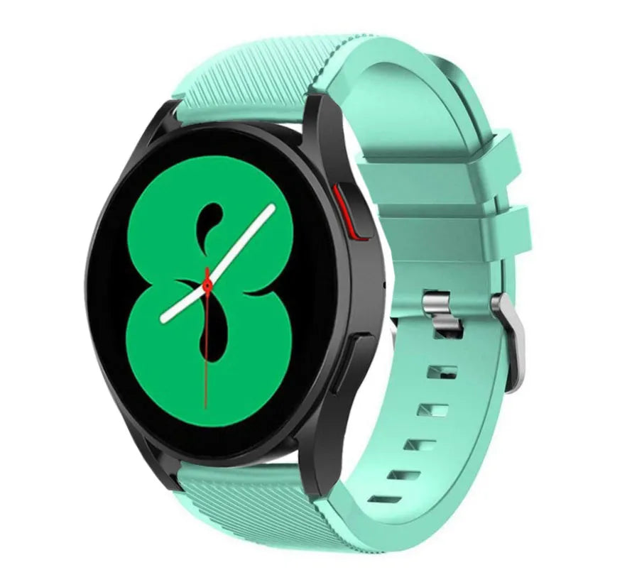 Twill Silicone Strap, aqua, on a watch, 3/4 front view