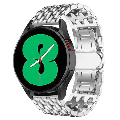 Steel Dragon Strap, silver, on a watch, 3/4 front view