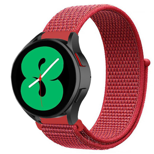 Nylon Strap, red, on a watch, 3/4 front view