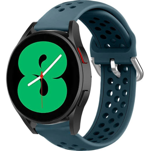 Breathable Silicone Strap, rock green, on a watch, 3/4 front view