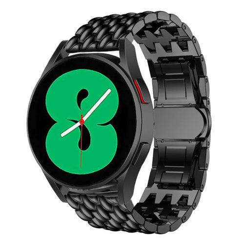 Steel Dragon Strap, black, on a watch, 3/4 front view