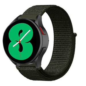 Nylon Strap, dark green, on a watch, 3/4 front view