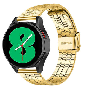 Fine Steel Strap, gold, on a watch, 3/4 front view