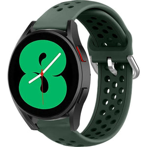 Breathable Silicone Strap, army green, on a watch, 3/4 front view