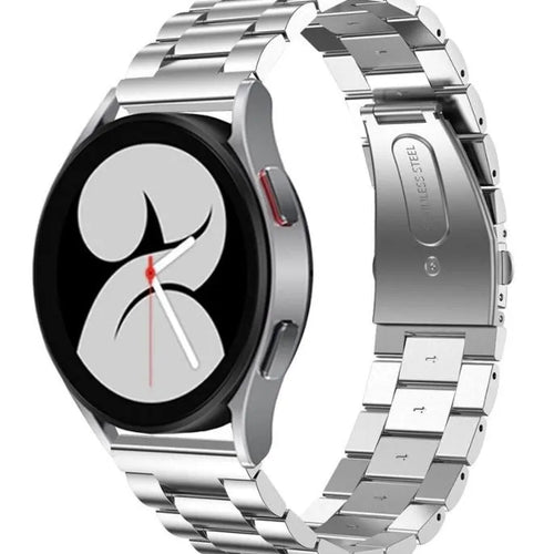 Steel Strap, silver, on a watch, 3/4 front view