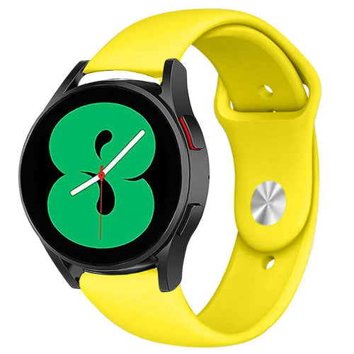 Silicone Sport Strap, yellow, on a watch, 3/4 front view