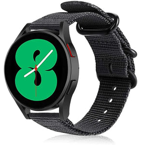 Nylon Buckle Strap, black, on a watch, 3/4 front view