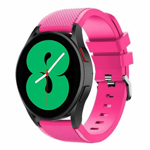 Twill Silicone Strap, bright pink, on a watch, 3/4 front view