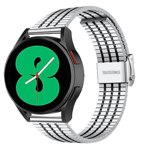 Fine Steel Strap, silver/black, on a watch, 3/4 front view