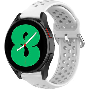 Breathable Silicone Strap, white, on a watch, 3/4 front view