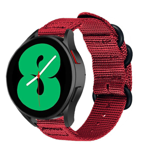 Nylon Buckle Strap, red, on a watch, 3/4 front view