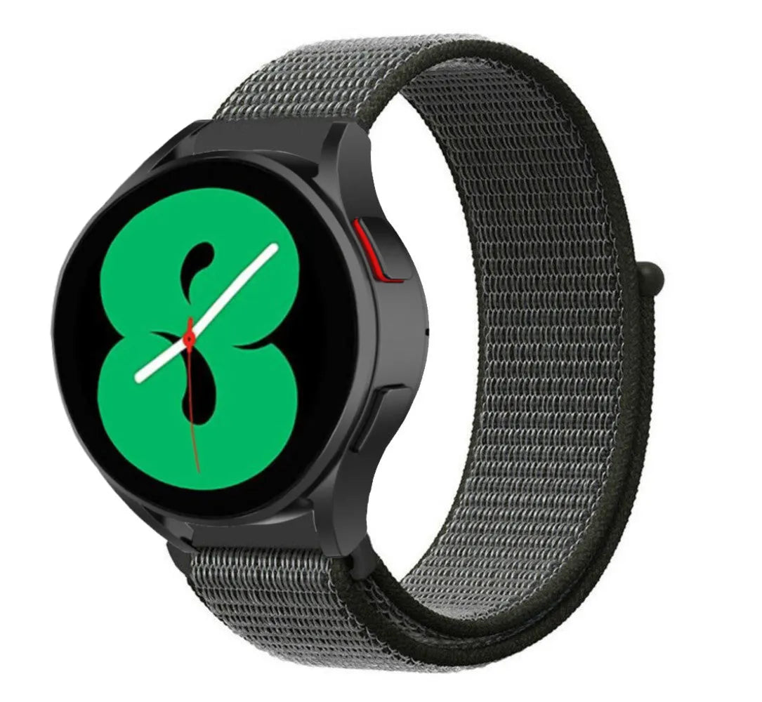 Nylon Strap, green, on a watch, 3/4 front view