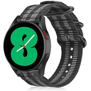 Nylon Buckle Strap, black/grey, on a watch, 3/4 front view