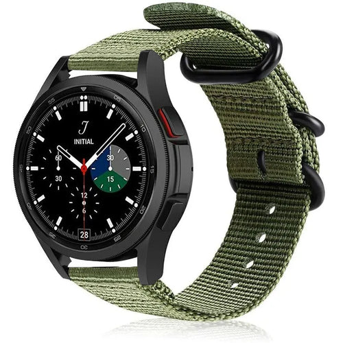 Nylon Buckle Strap, green, on a watch, 3/4 front view