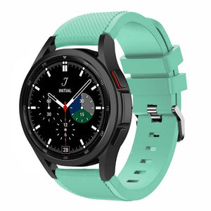 Twill Silicone Strap, aqua, on a watch, 3/4 front view