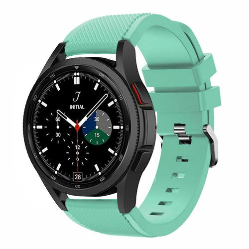 Twill Silicone Strap, aqua, on a watch, 3/4 front view