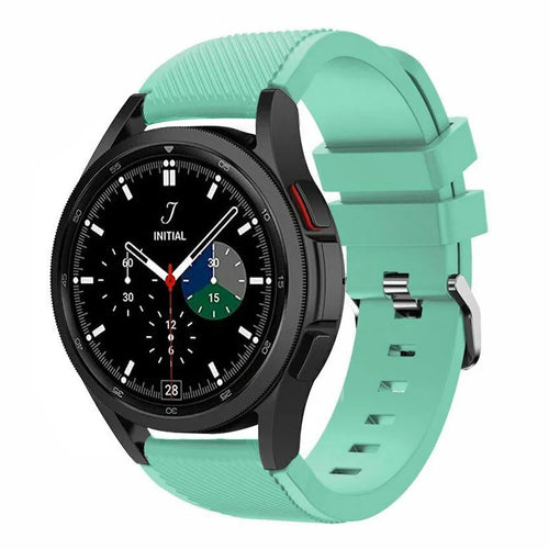 Twill Silicone Strap, aqua, on a watch, 3/4 front view