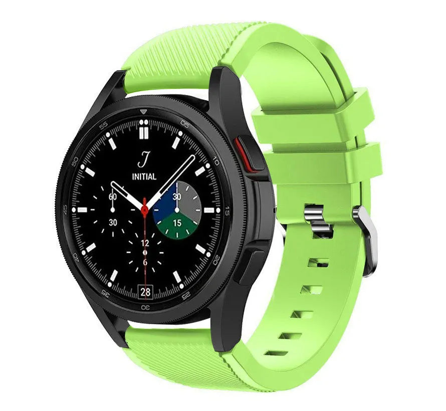 Twill Silicone Strap, light green, on a watch, 3/4 front view