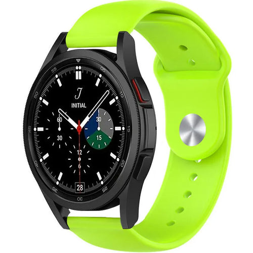 Silicone Sport Strap, light green, on a watch, 3/4 front view