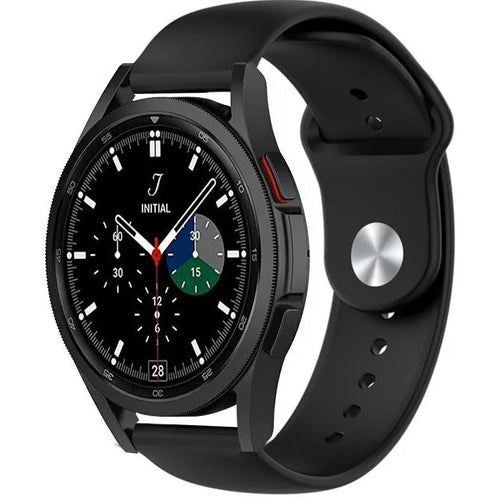 Silicone Sport Strap, black, on a watch, 3/4 front view