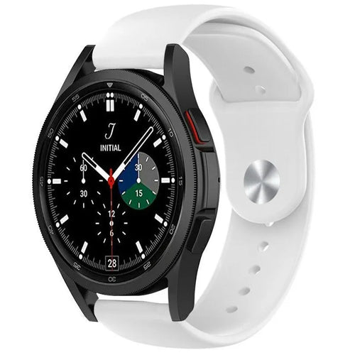 Silicone Sport Strap, white, on a watch, 3/4 front view