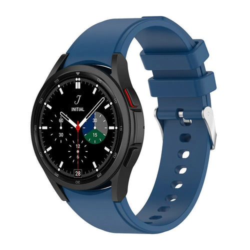 Silicone Strap 'Perfect Fit', blue, on a watch, 3/4 front view