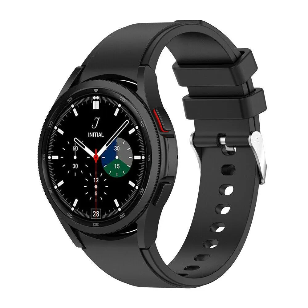 Silicone Strap 'Perfect Fit', black, on a watch, 3/4 front view