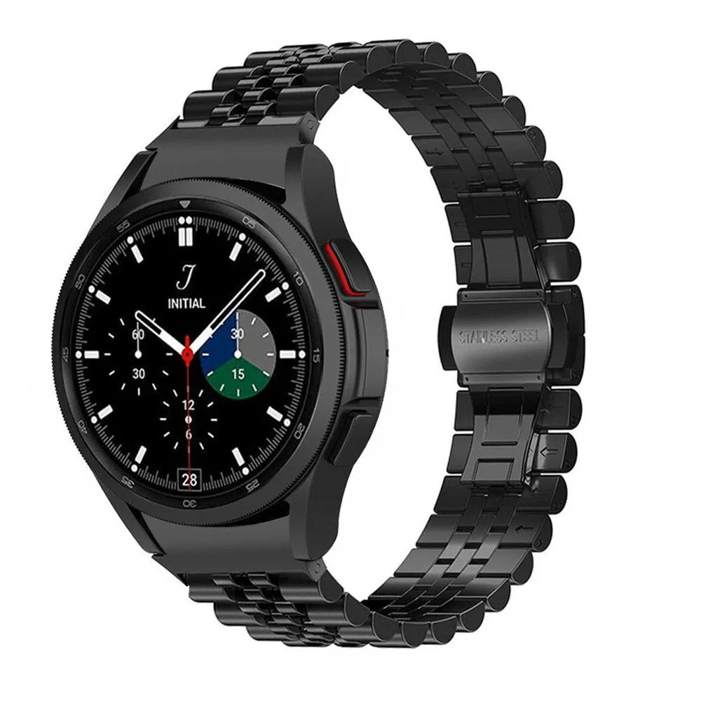 Jubilee Steel Strap, black, on a watch, 3/4 front view