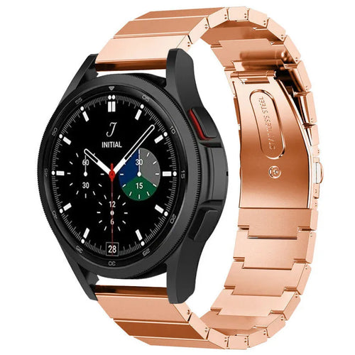 Premium Metal Strap, rose gold, on a watch, 3/4 front view