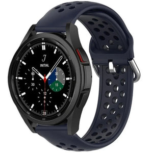 Breathable Silicone Strap, dark blue, on a watch, 3/4 front view