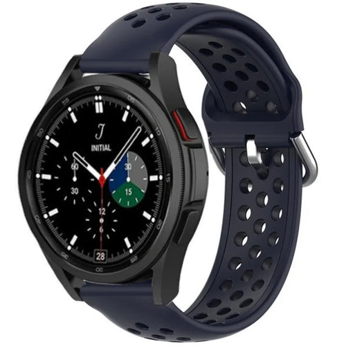 Breathable Silicone Strap, dark blue, on a watch, 3/4 front view
