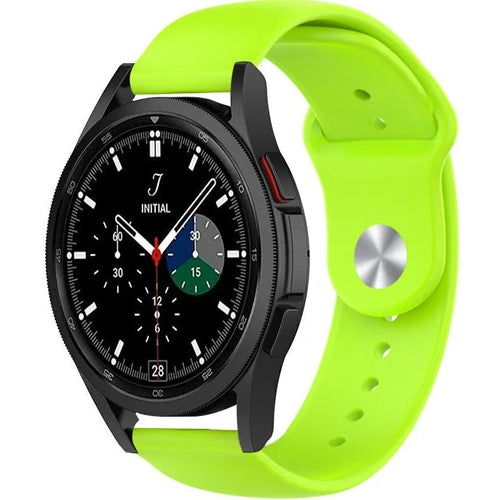 Silicone Sport Strap, light green, on a watch, 3/4 front view