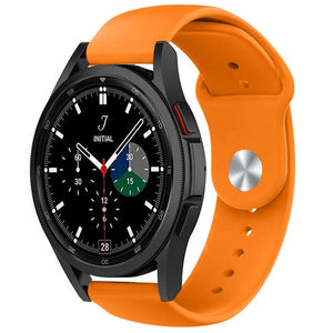 Silicone Sport Strap, orange, on a watch, 3/4 front view