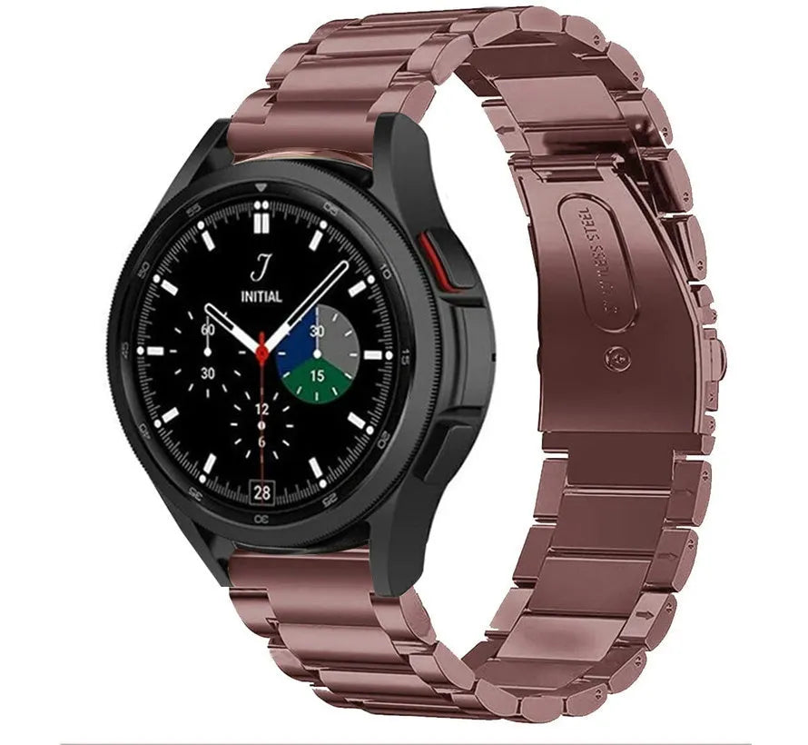 Steel Strap, bronze, on a watch, 3/4 front view