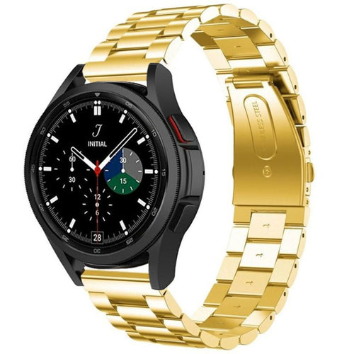 Steel Strap, gold, on a watch, 3/4 front view