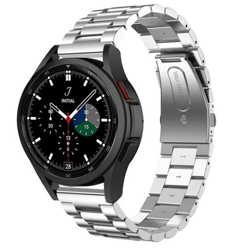 Steel Strap, silver, on a watch, 3/4 front view