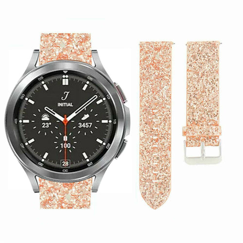Leather Strap with Glitters, rose gold, on a watch, 3/4 front view