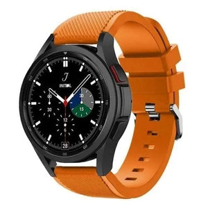 Twill Silicone Strap, orange, on a watch, 3/4 front view