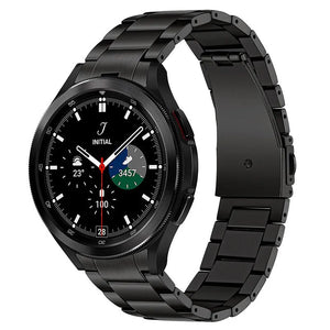 Titanium Strap, black, on a watch, 3/4 front view