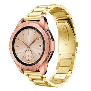 Steel Strap, gold, on a watch, 3/4 front view
