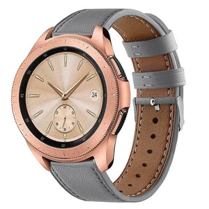 Modern Leather Strap, grey, on a watch, 3/4 front view