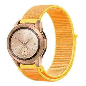 Nylon Strap, light yellow, on a watch, 3/4 front view