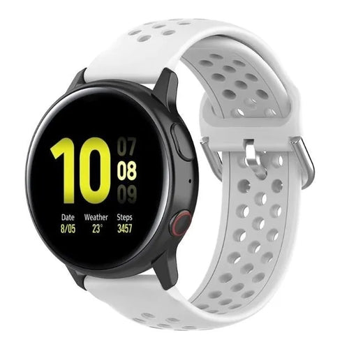 Breathable Silicone Strap, white, on a watch, 3/4 front view