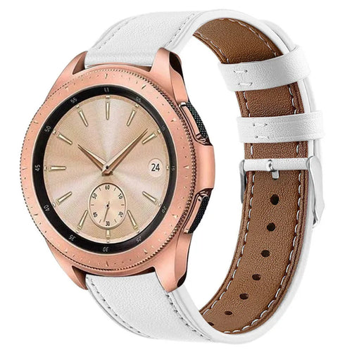 Modern Leather Strap, white, on a watch, 3/4 front view